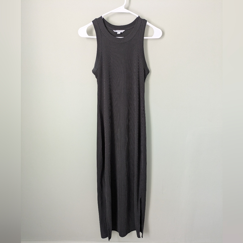 Charcoal Sleeveless Ribbed Maxi Dress